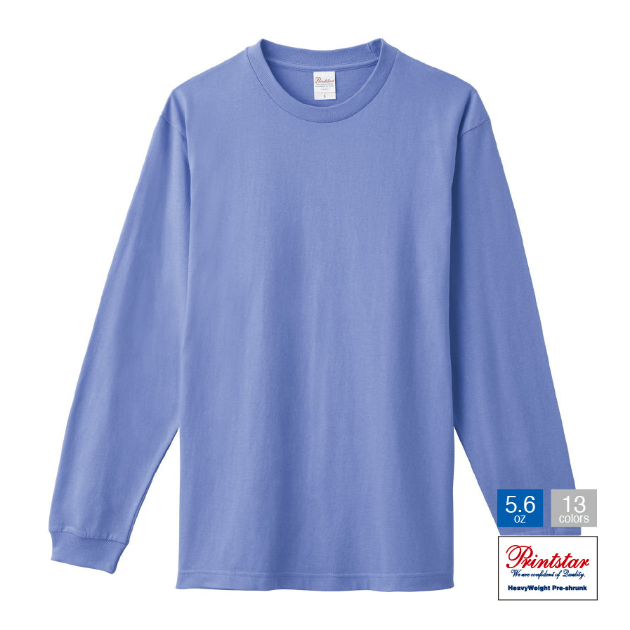 Printstar 5.6ozヘビーウエイト長袖Tシャツ(+袖リブ) 110-CLL(無地)